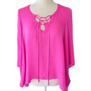 Alice & Trixie 100% Silk Blouse Hot Pink Barbiecore Coquette Top